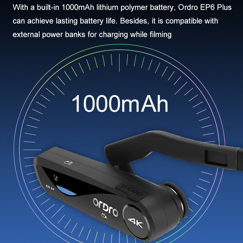 ORDRO EP6PLUS 4K 30FPS Wearable Video Camera Anti-Shake Head Mounted Camcorder ORDRO EP6PLUS 4K 30FPS Wearable Video Camera Anti-Shake Head Mounted Camcorder